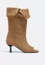 Slouchy enkellaarsjes van imitatiesuède met peep toe
