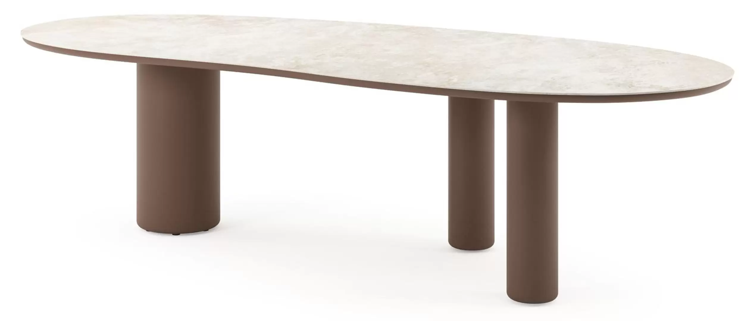Tuintafel organisch in taupe aluminium en volkeramiek Rapolano - L 280 x B 120 x H 74 cm