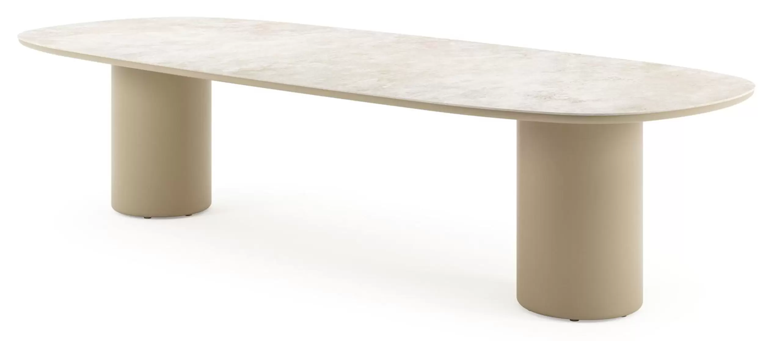 Tuintafel bombo in beige aluminium en volkeramiek Rapolano - L 320 x B 130 x H 74 cm