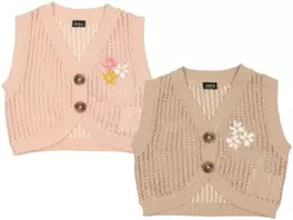 Gilet tricoté brodé nouveau-né taille 50 – 68