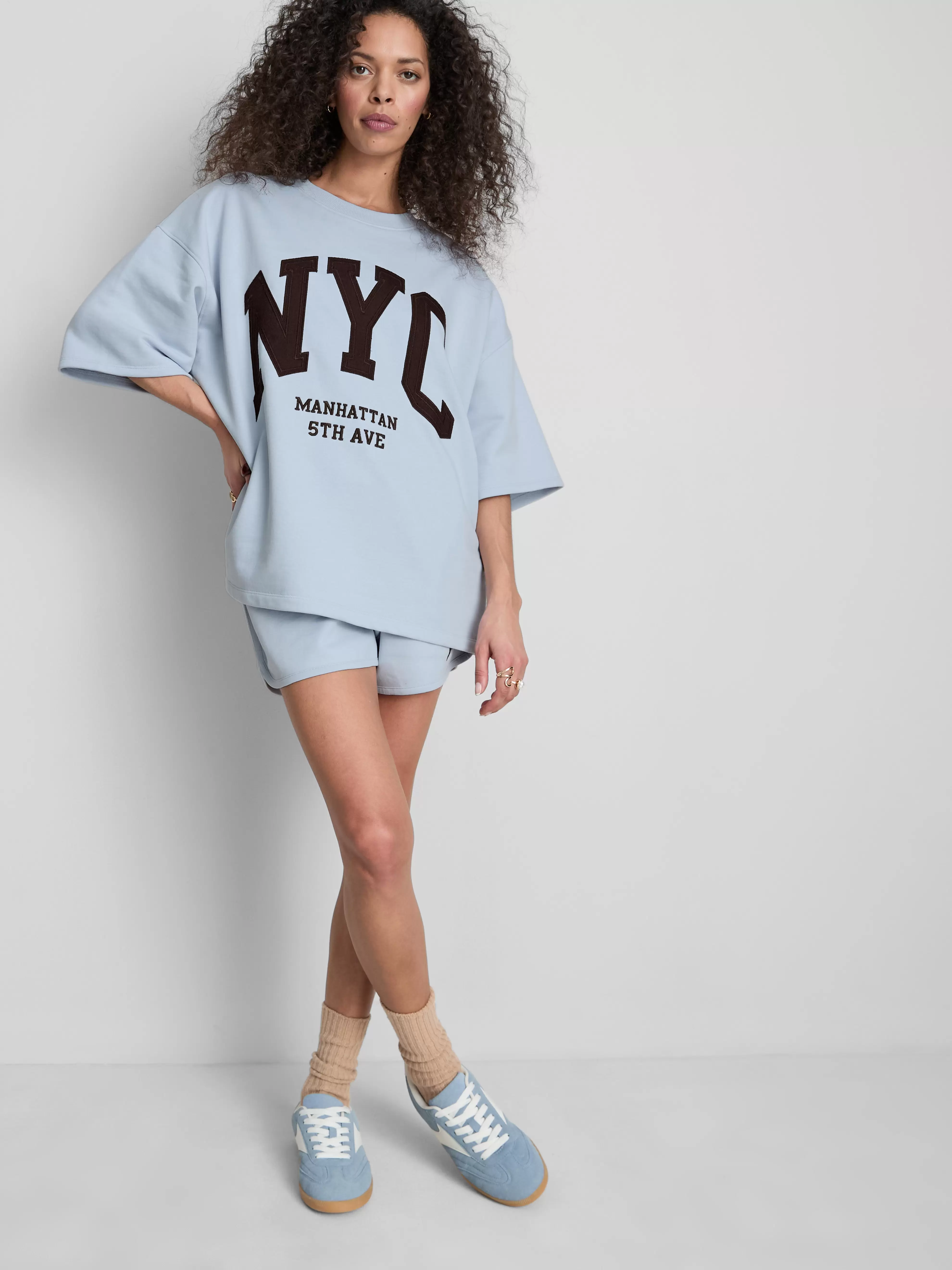 Sweat-shirt en coton à manches tombantes NYC