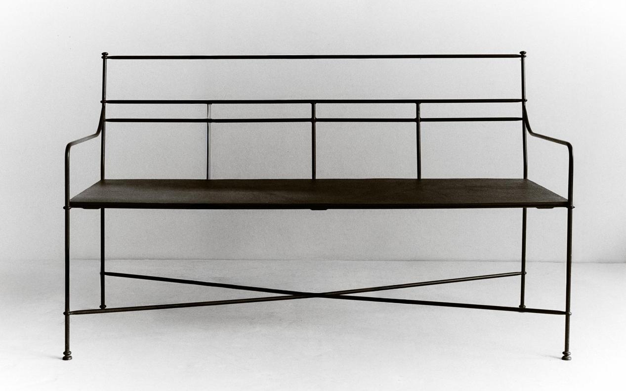 DOUBLE OUTDOOR FORGED IRON BENCH