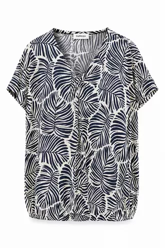 T-shirt van koel mesh met bladprint