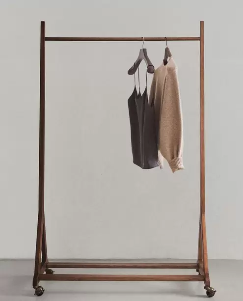 ASH WOOD CLOTHES RACK  RECYCLED PLASTIC STORAGE UNIT  ACACIA WOOD VALET STAND