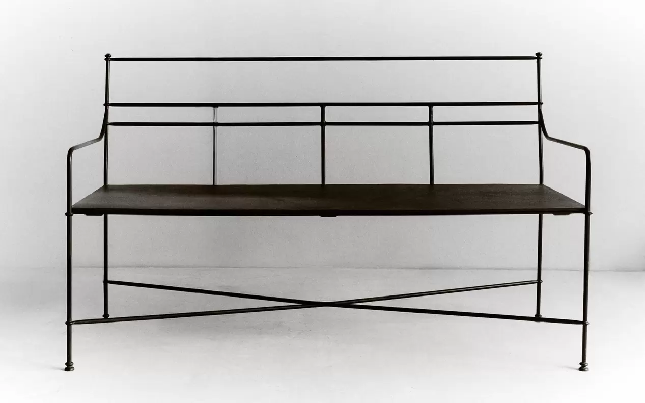 DOUBLE OUTDOOR FORGED IRON BENCH