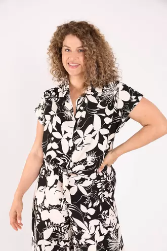 Blouse van bedrukt bicolor viscose