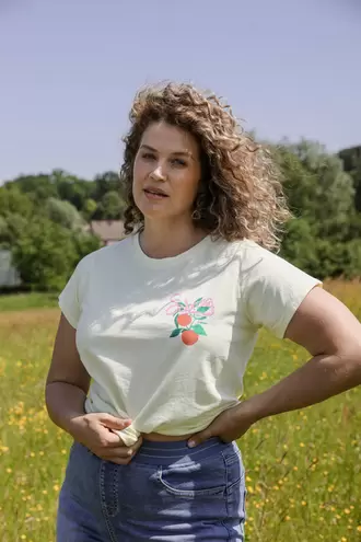 T-shirt van katoen met sinaasappelprint