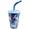 Verre enfant gourde paille Stitch plastique bleu 430ml