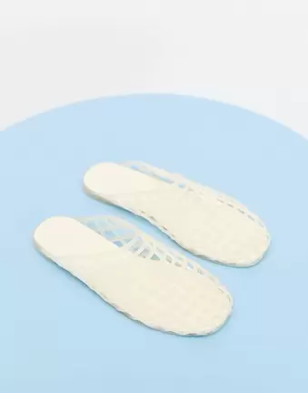 ASOS DESIGN Lennox jelly mules in lemon
