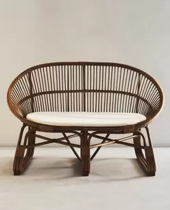 RATTAN COUCH AND CUSHION RATTAN ACCENT CHAIR AND CUSHION RATTAN COUCH AND STRIPED CUSHION RATTAN ACCENT CHAIR AND STRIPED CUSHION