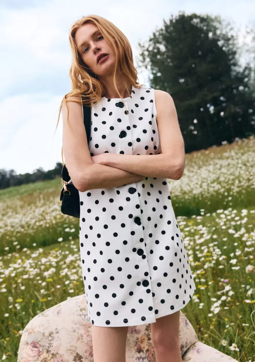 Robe boutonnée à pois