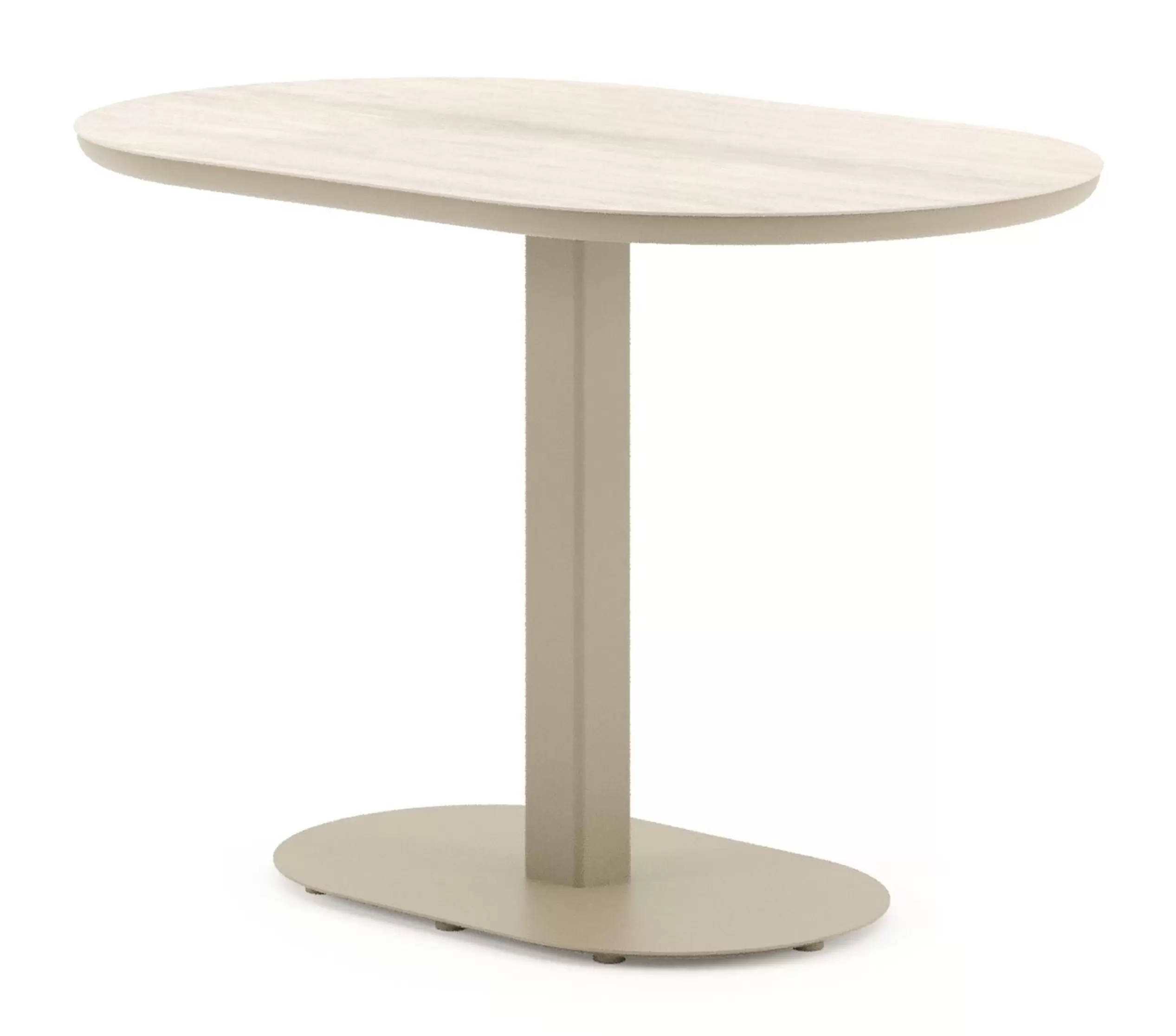 Kantelbare tuintafel bombo in beige aluminium en volkeramiek Travertino Bianco - L 110 x B 70 x H 74 cm