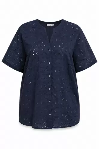 Blouse unie coton dentelle dos