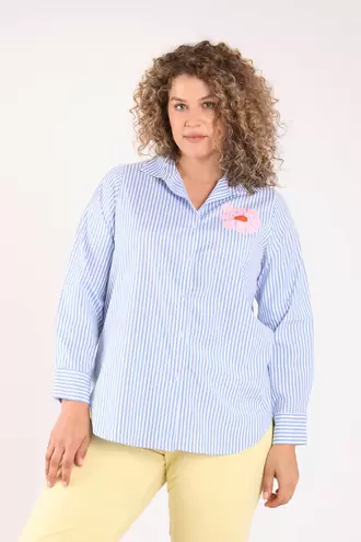 Gestreepte katoenen blouse met bloemenprint