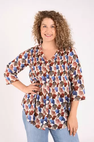 Tuniek van katoen met ginkgo-bladprint