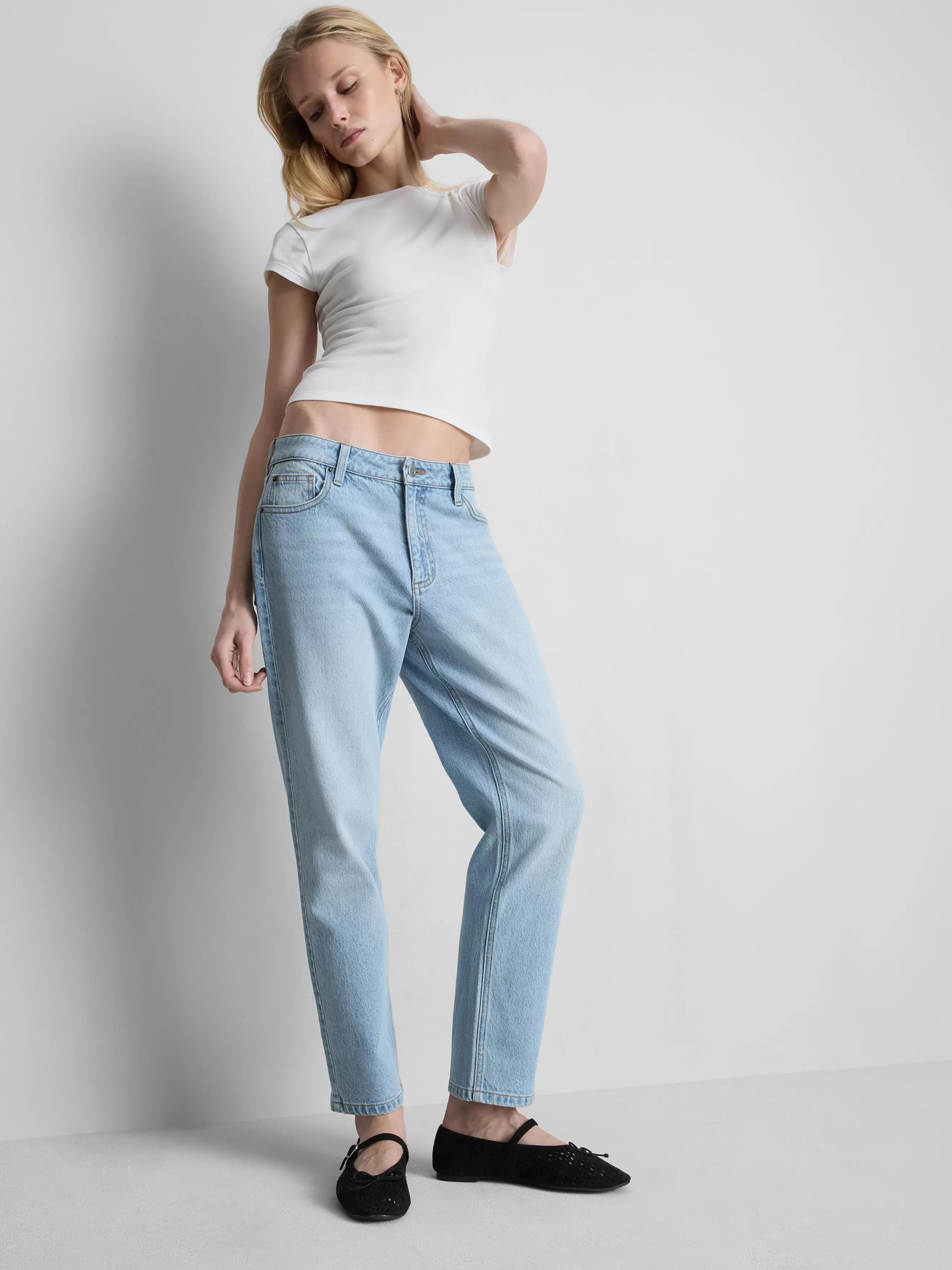 Jean slim droite à taille mi-haute