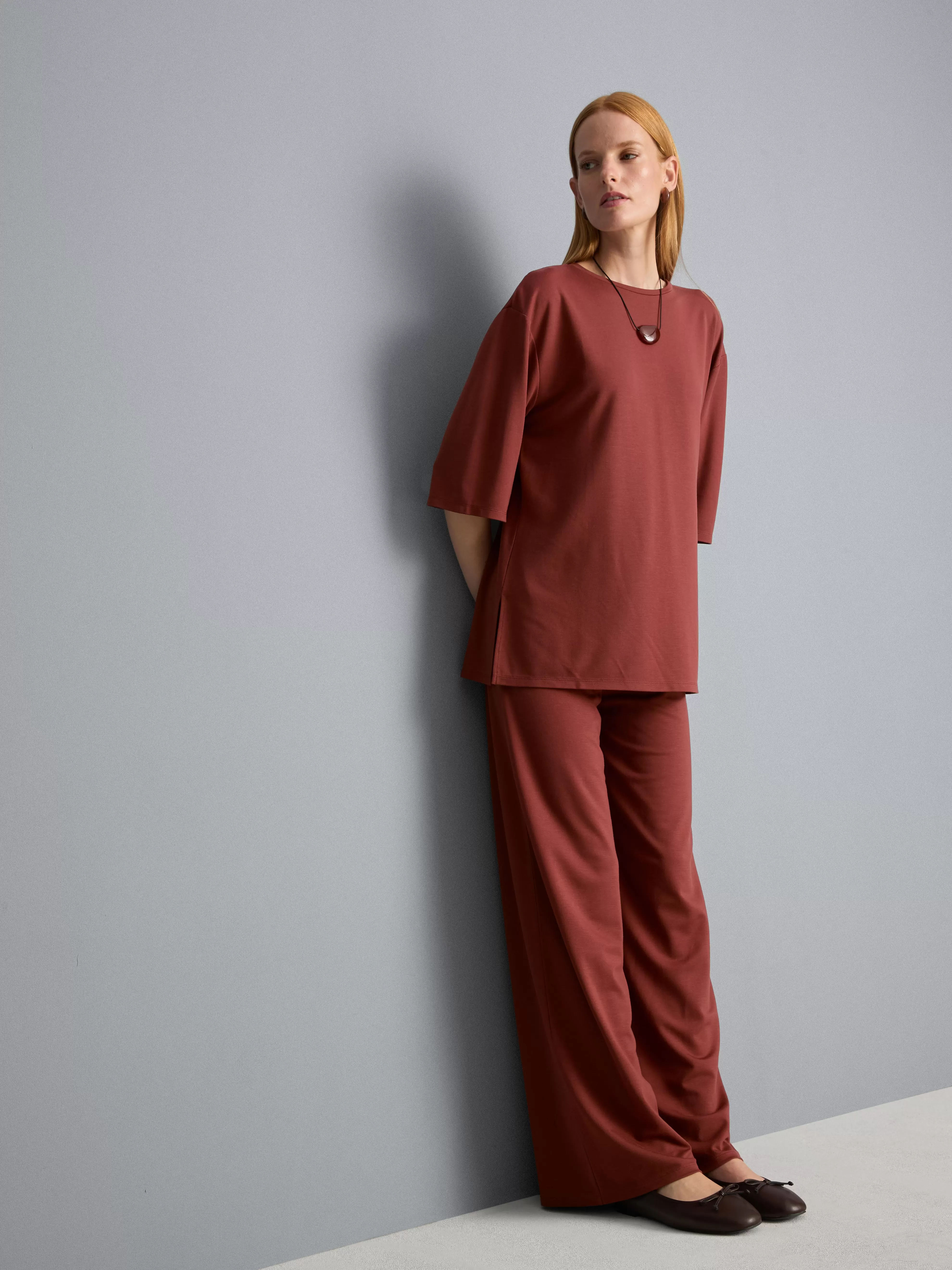 Pantalon large plissé en jersey