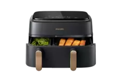 PHILIPS Airfryer 3000-serie Dual Basket - NA352/00 - Dubbele Mand - 9 L - Tot 6 Personen - Heteluchtfriteuse - Zwart