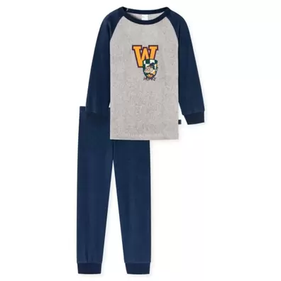 Schiesser Jongens Pyjama Grijs Melange Met Cartoon Print