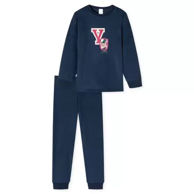 Boys Pyjama Donkerblauw Cartoon Print Met Elastische Tailleband