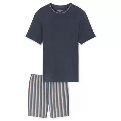 Slaapset herenshorts donkergrijs en gekleurde strepen