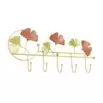 Patère 5 crochets déco feuillage métal doré et orangé L47xH21,5cm