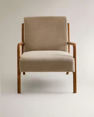 ASH WOOD LINEN ACCENT CHAIR