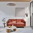 Brooke - Canapé style scandinave 3 places en velours côtelé orange écureuil
