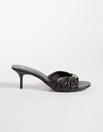 Mango heeled mule with ruched detail in brown