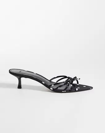 Mango strappy heeled sandal in black spot print