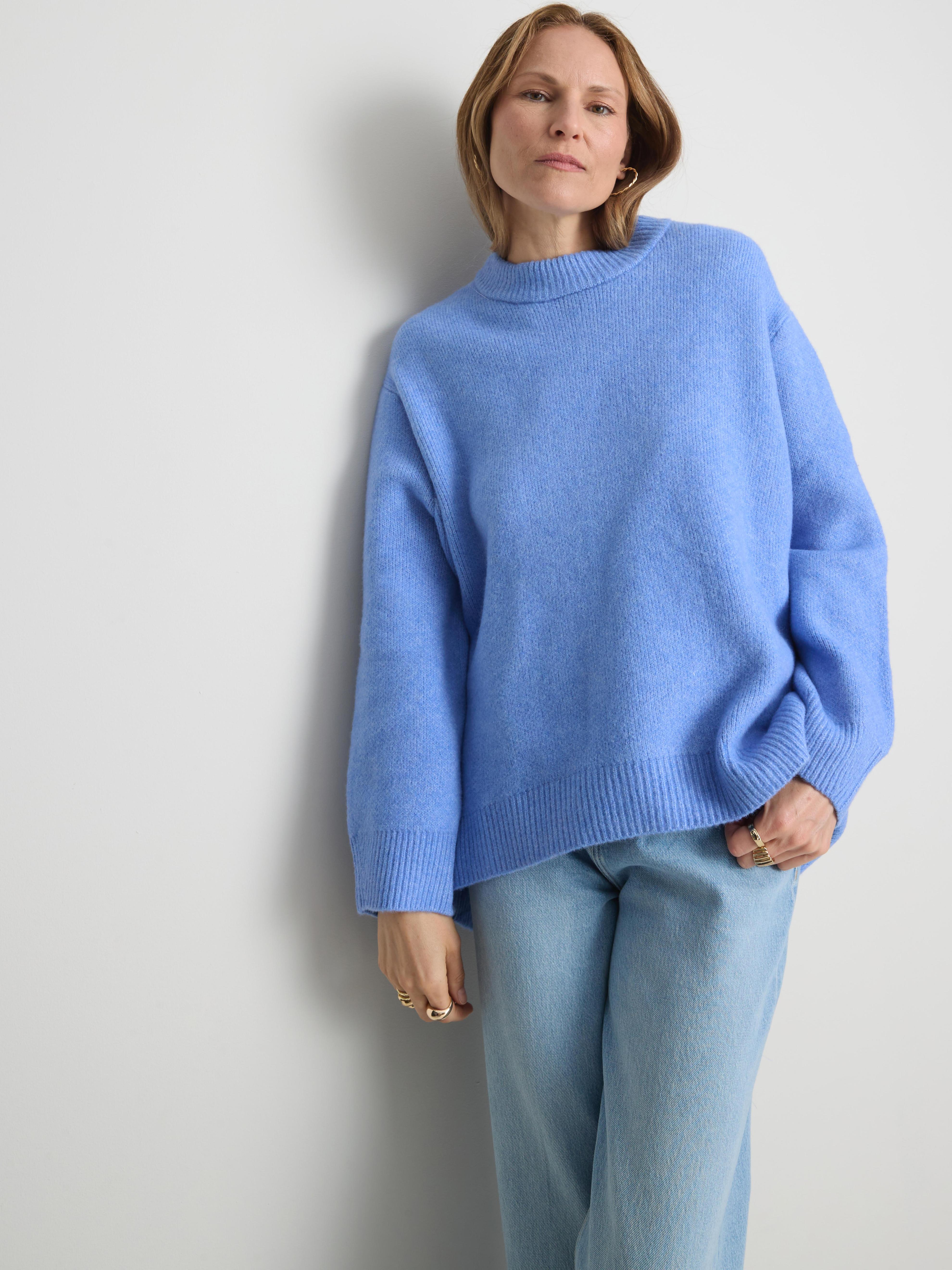 Pull oversize en mélange de laine à col ras-du-cou