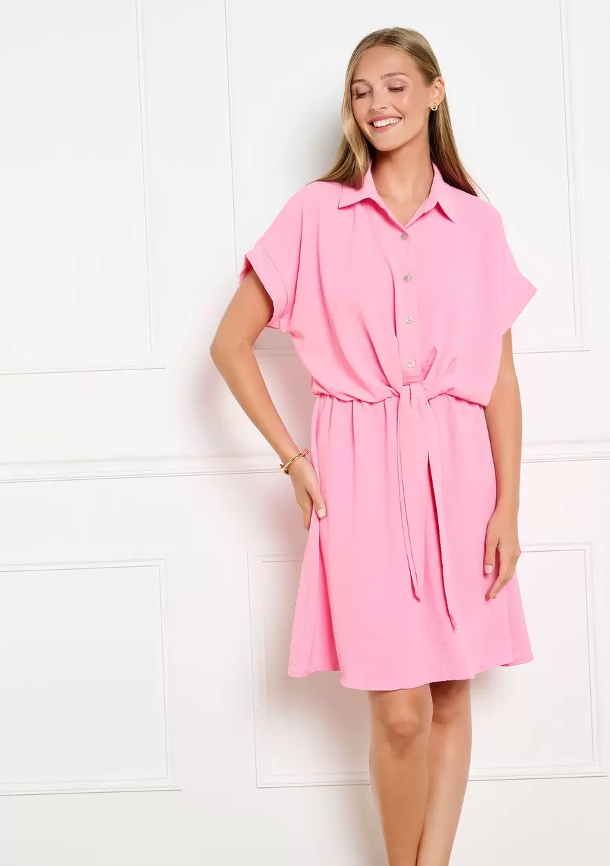 Robe col chemise nouée