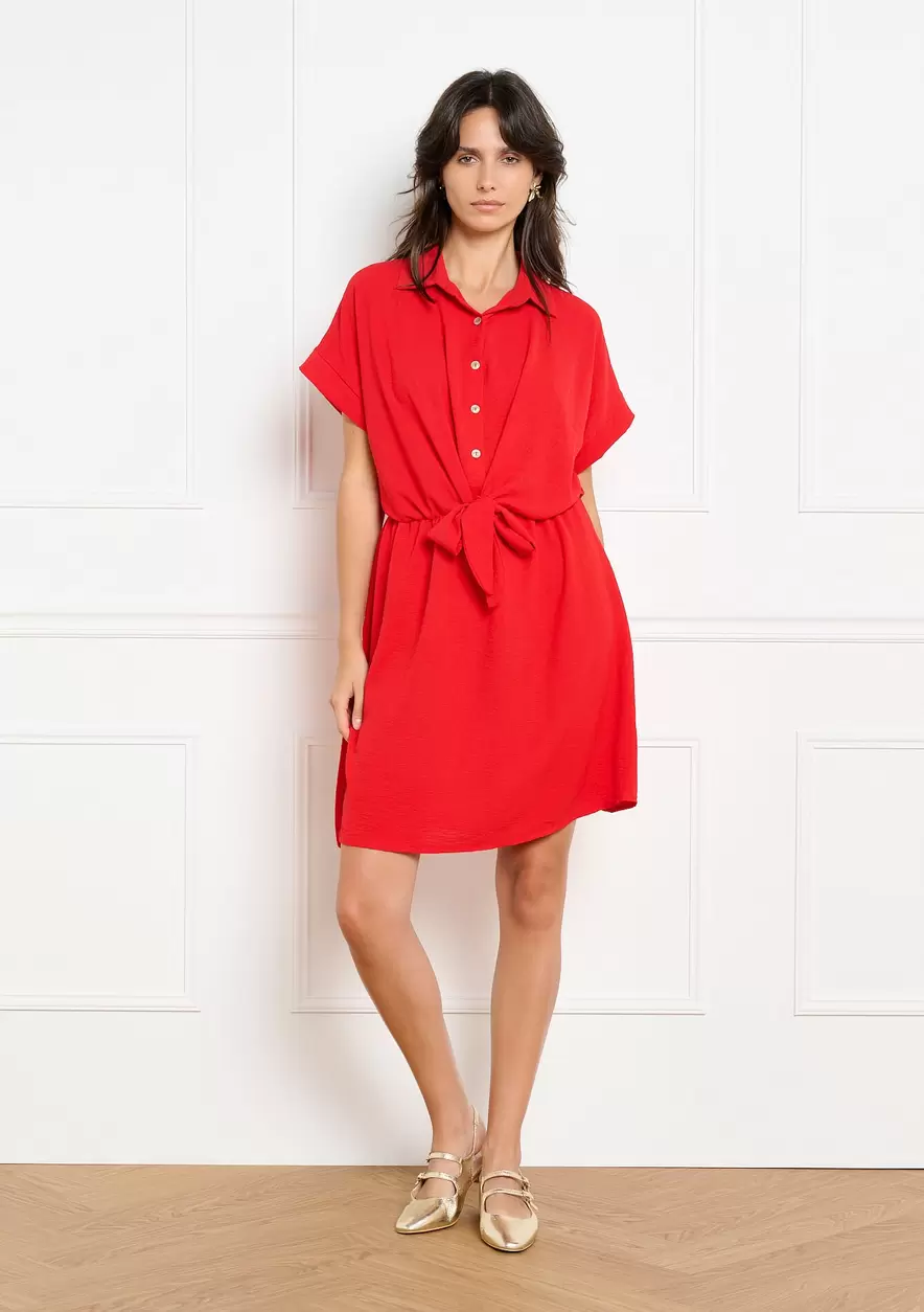 Robe col chemise nouée