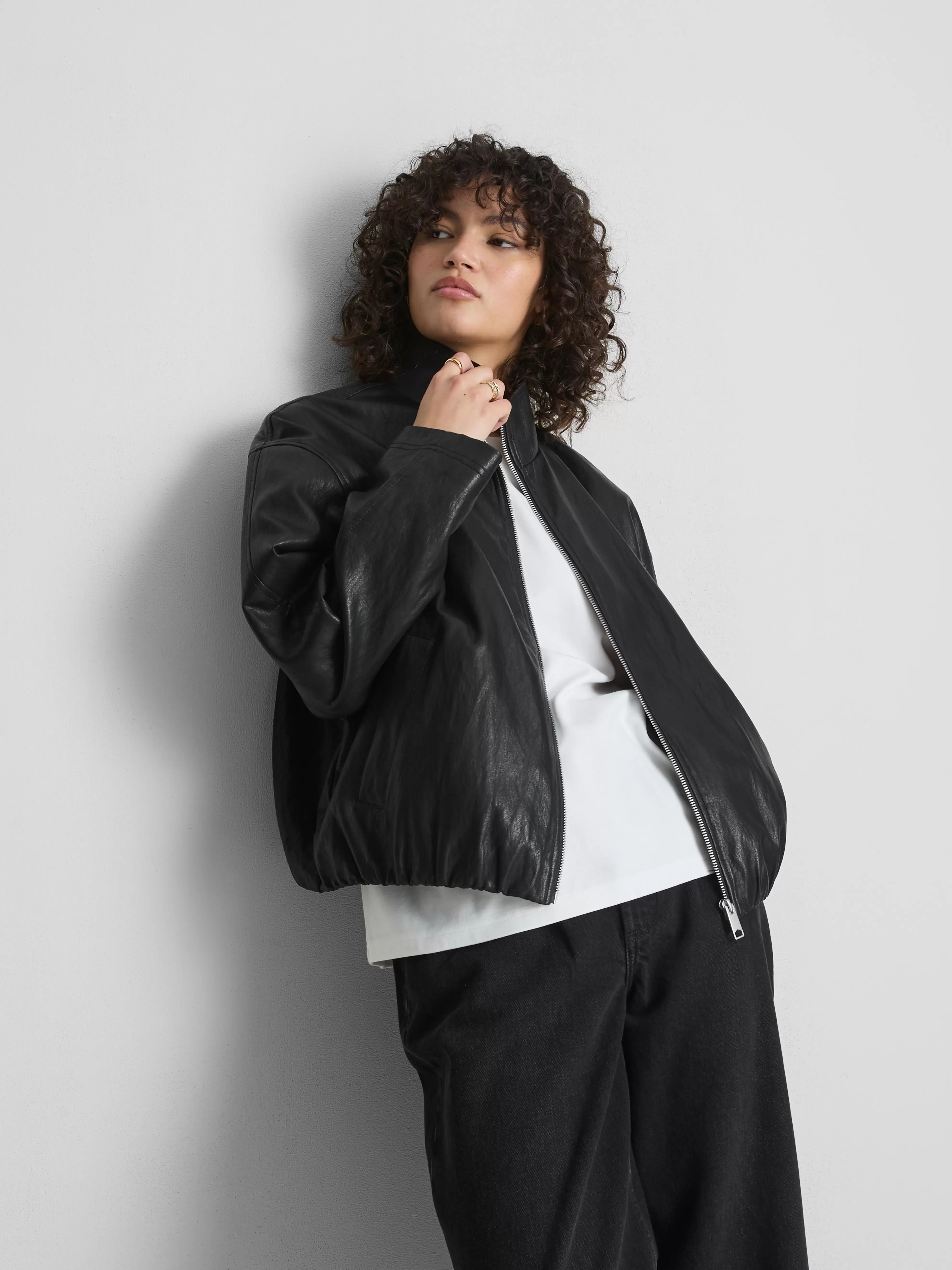 Veste en simili cuir à col cheminée