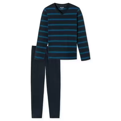 Schiesser Pyjama Lang Petrol Casual Nightwear