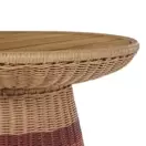 BAGOA - Table basse de jardin ronde en bois de teck et résine tressée corail et terracotta D70