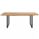 PALISSANDRE - Table à manger industrielle en bois d'acacia et acier noir 8/10 personnes L200
