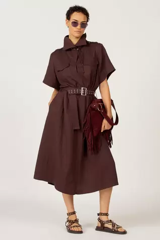 Astrid Black Label Kleedje met korte mouwen - bruin