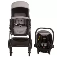 Poussette trio combinée avec siège-auto et couffin gris chiné/noir