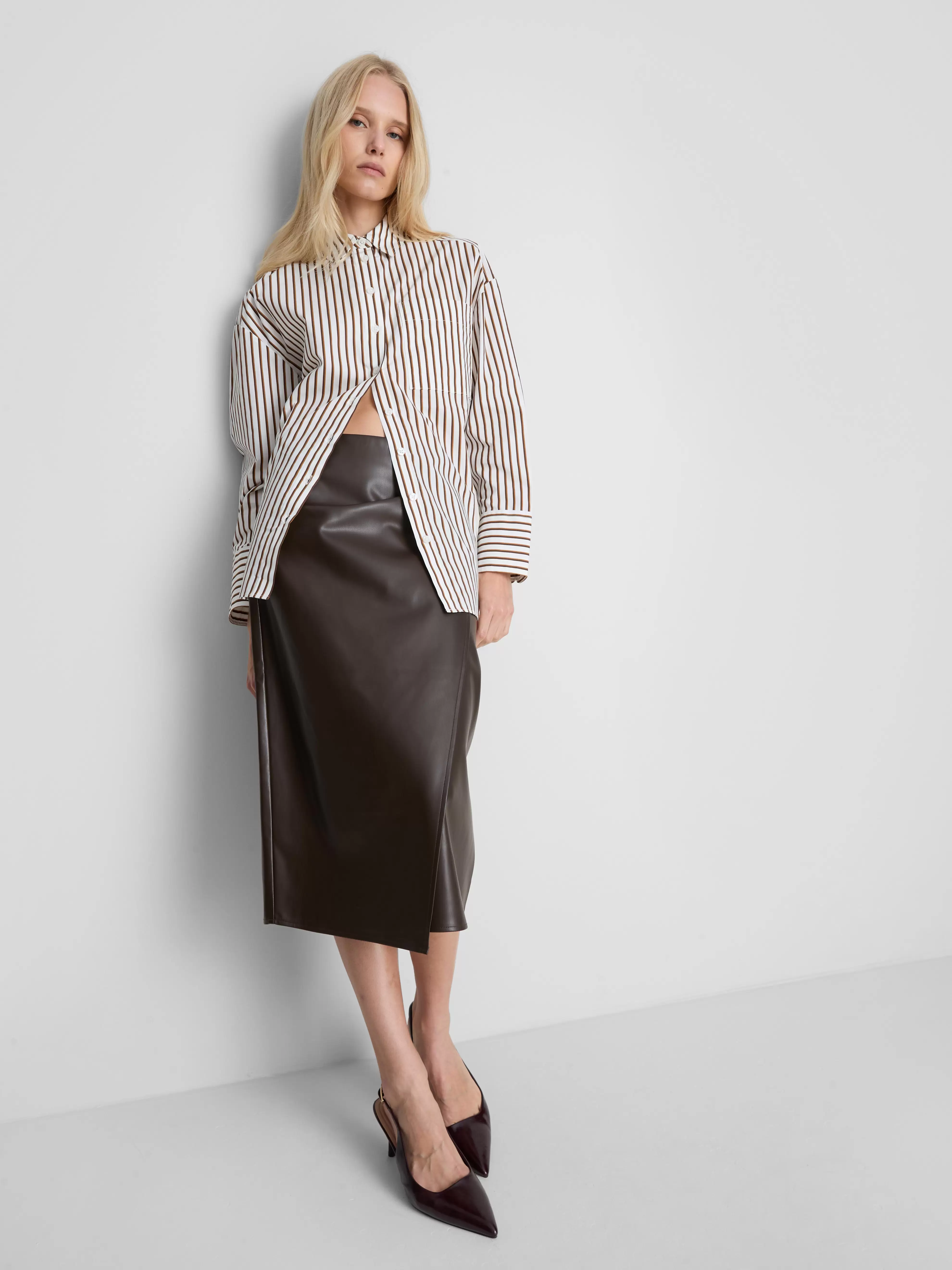 Chemise en popeline de pur coton à rayures By Coleen