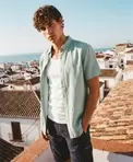 Chemise Lin Coton Manches Courtes Coupe Décontractée