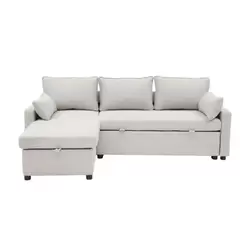 Canapé convertible 3 places en tissu avec méridienne L219 cm - LOUISON