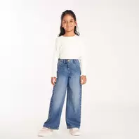 Jean large en denim bleu stone fille