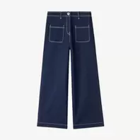 Jean fille coupe large uni avec poches plaquées
