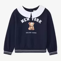 Sweat fille avec col Claudine print nounours