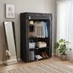 Armoire dressing tissu 1 penderie 6 cases noire 105x45xH165,5cm