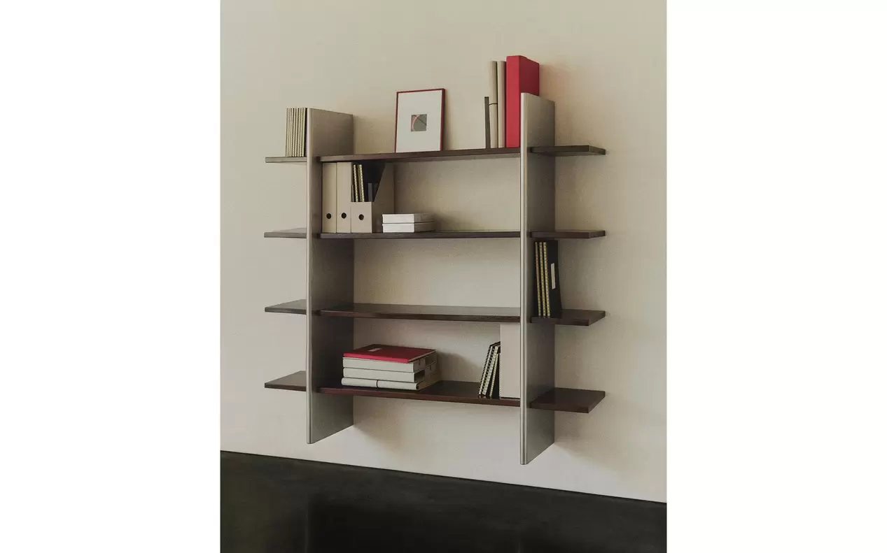 STEEL AND WOOD SHELF METAL MESH MAGAZINE RACK