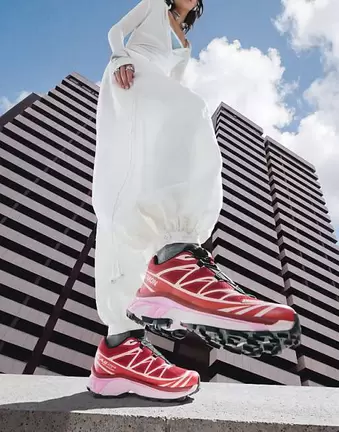Salomon XT-6 trainers in lava falls and icy pink exclusive to ASOS