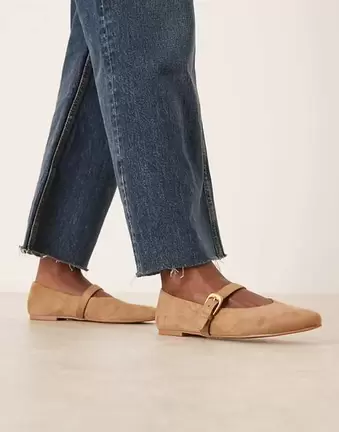 ASOS DESIGN Leah mary jane ballets in sand suedette