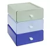 Rangement bureau 3 tiroirs verticaux plastique bleu et vert L19xP20xH22cm